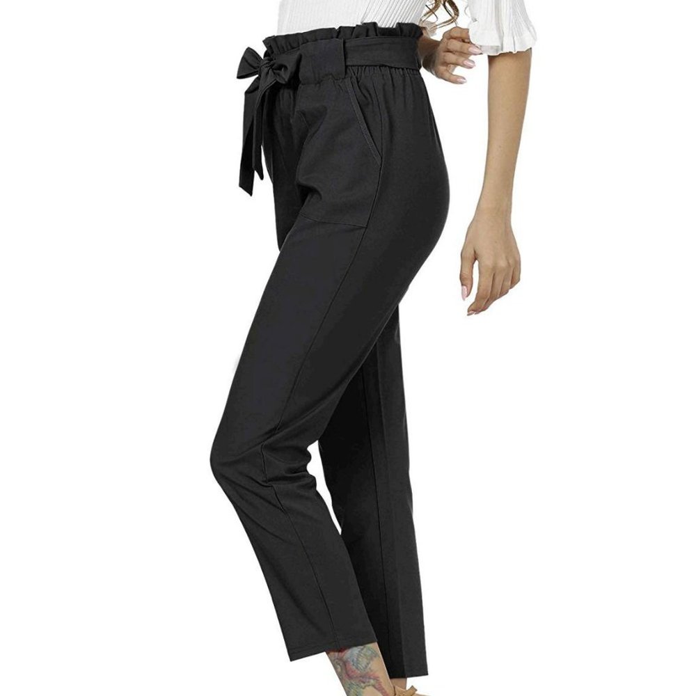 Black paperbag dress pants